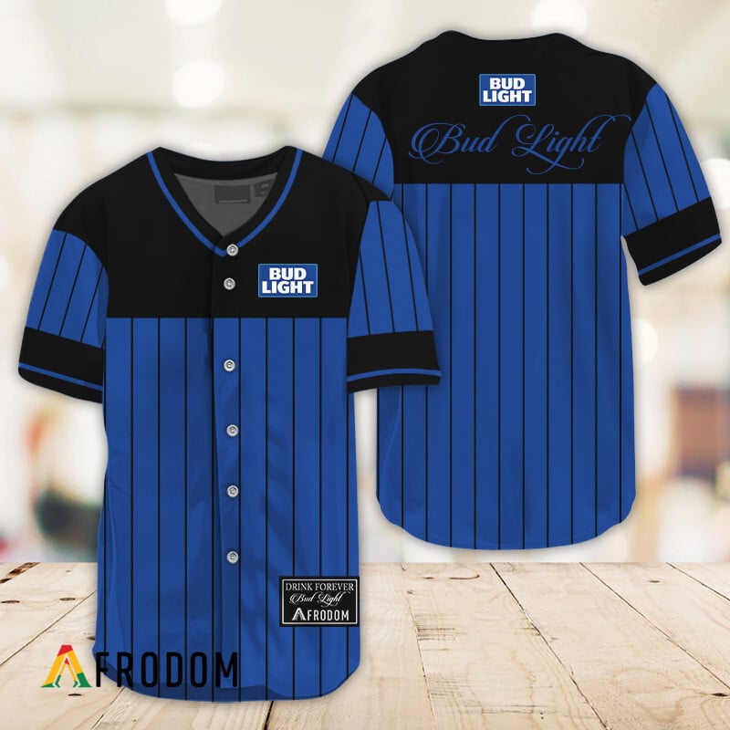 Sleek Black Vertical Striped Bud Light Baseball Jersey HU