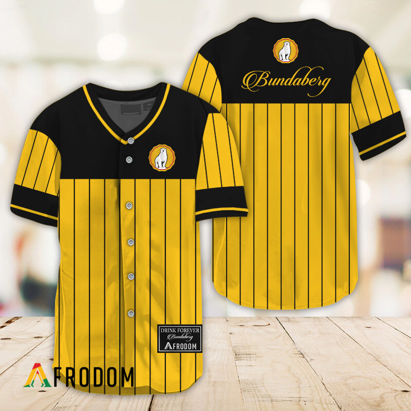Sleek Black Vertical Striped Bundaberg Rum Baseball Jersey HU Sleek Black Vertical Striped Bundaberg Rum Baseball Jersey HU