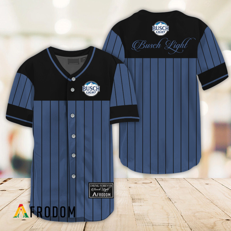 Sleek Black Vertical Striped Busch Light Baseball Jersey HU Sleek Black Vertical Striped Busch Light Baseball Jersey HU
