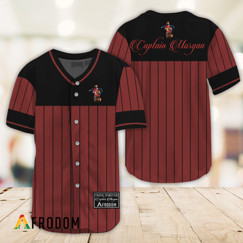 Sleek Black Vertical Striped Captain Morgan Baseball Jersey HU