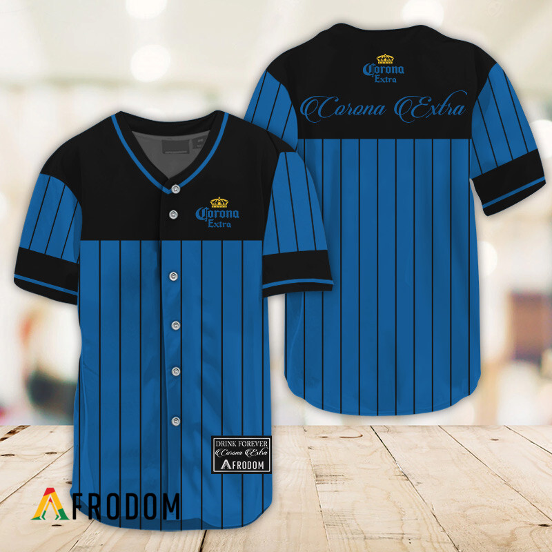 Sleek Black Vertical Striped Corona Extra Baseball Jersey HU
