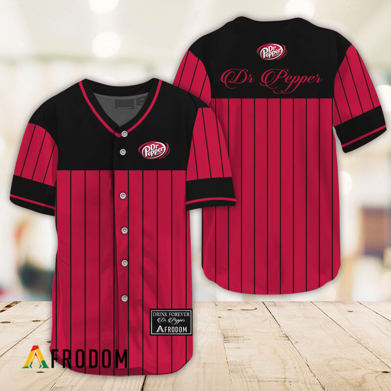 Sleek Black Vertical Striped Dr Pepper Baseball Jersey HU