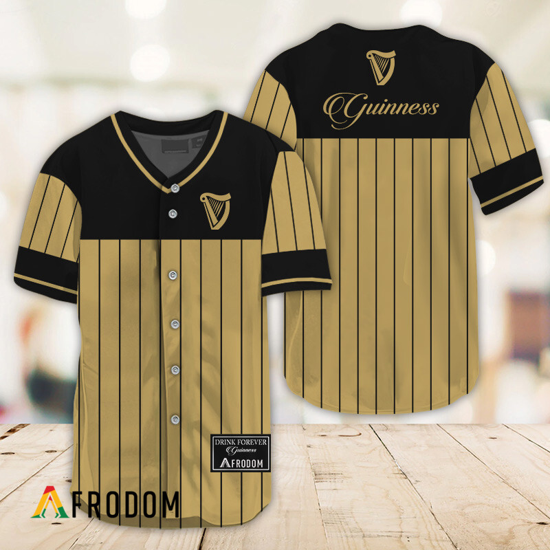 Sleek Black Vertical Striped Guinness Baseball Jersey HU Sleek Black Vertical Striped Guinness Baseball Jersey HU