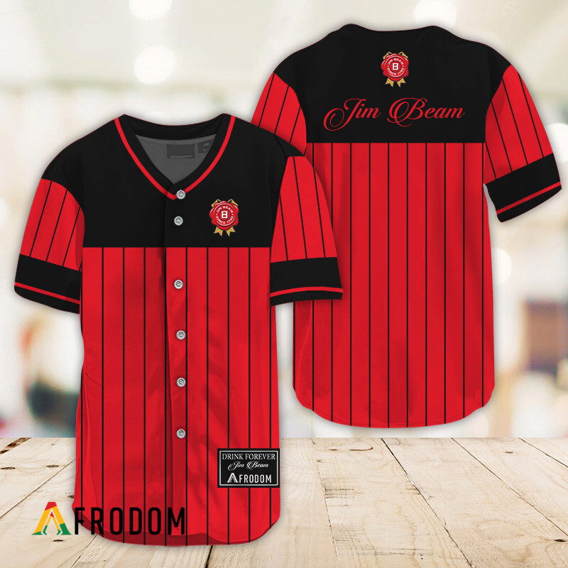 Sleek Black Vertical Striped Jim Beam Baseball Jersey HU Sleek Black Vertical Striped Jim Beam Baseball Jersey HU