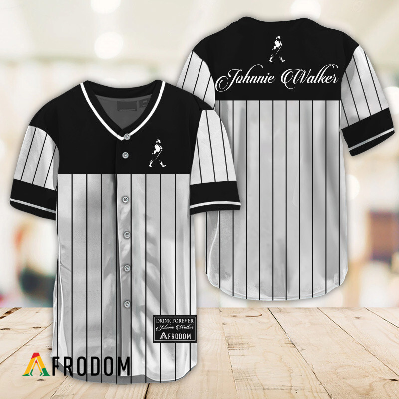 Sleek Black Vertical Striped Johnnie Walker Baseball Jersey HU