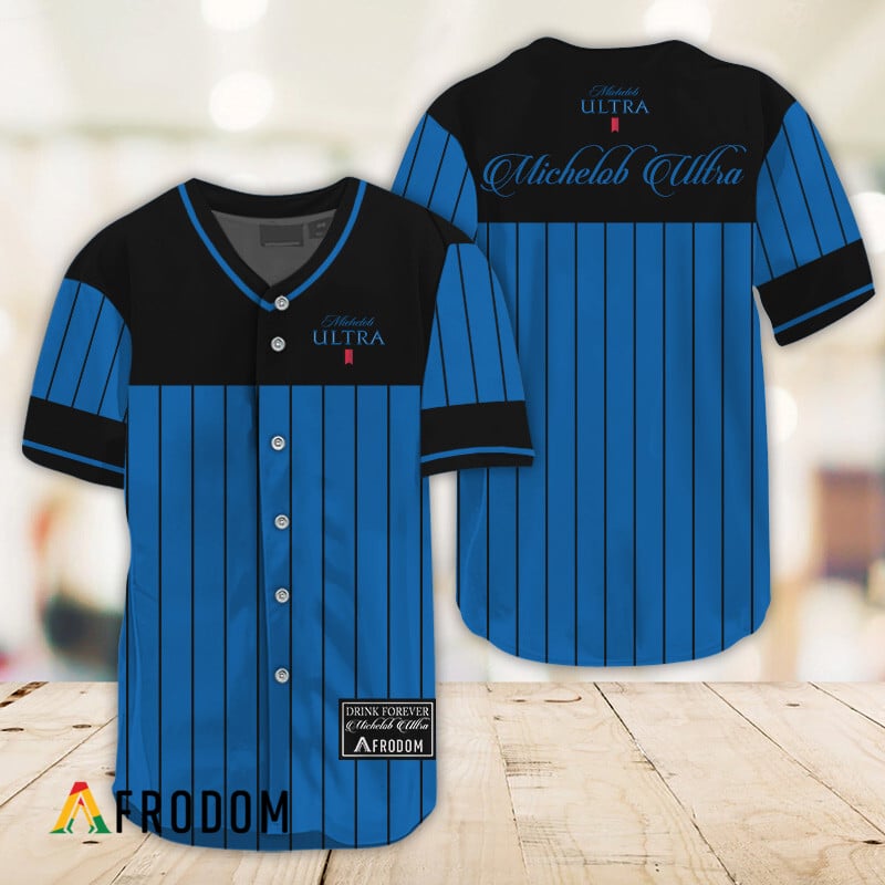Sleek Black Vertical Striped Michelob Ultra Baseball Jersey HU