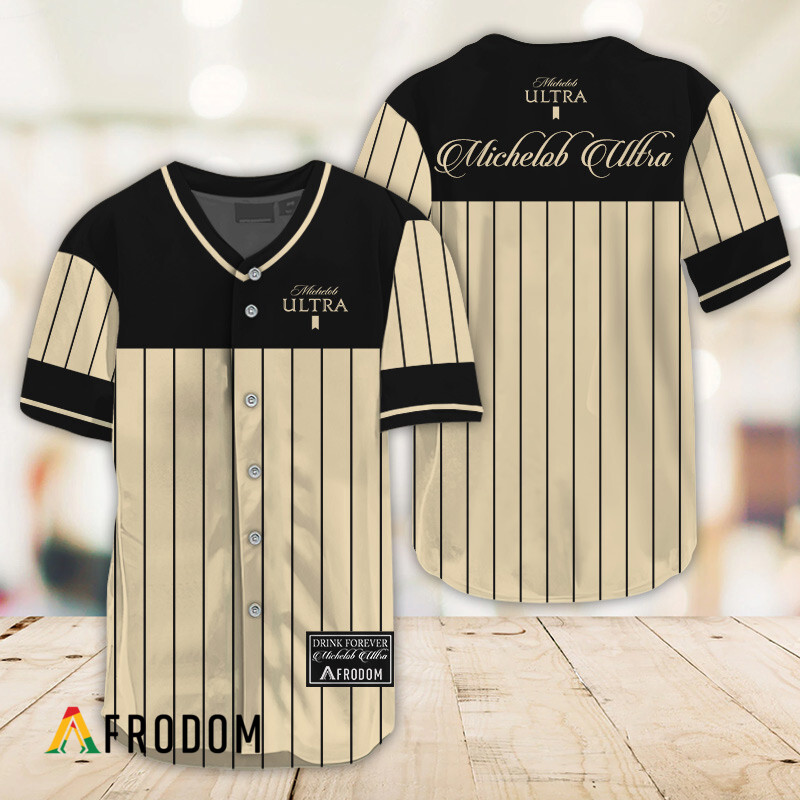 Sleek Black Vertical Striped Michelob Ultra Baseball Jersey HU