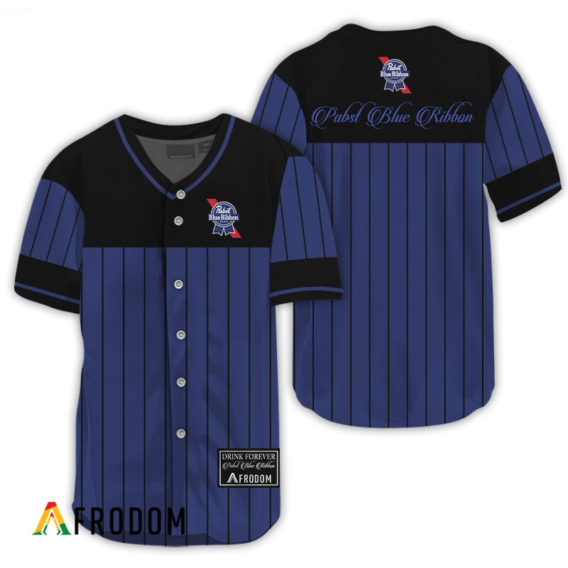Sleek Black Vertical Striped Pabst Blue Ribbon Baseball Jersey PBR Jersey HU