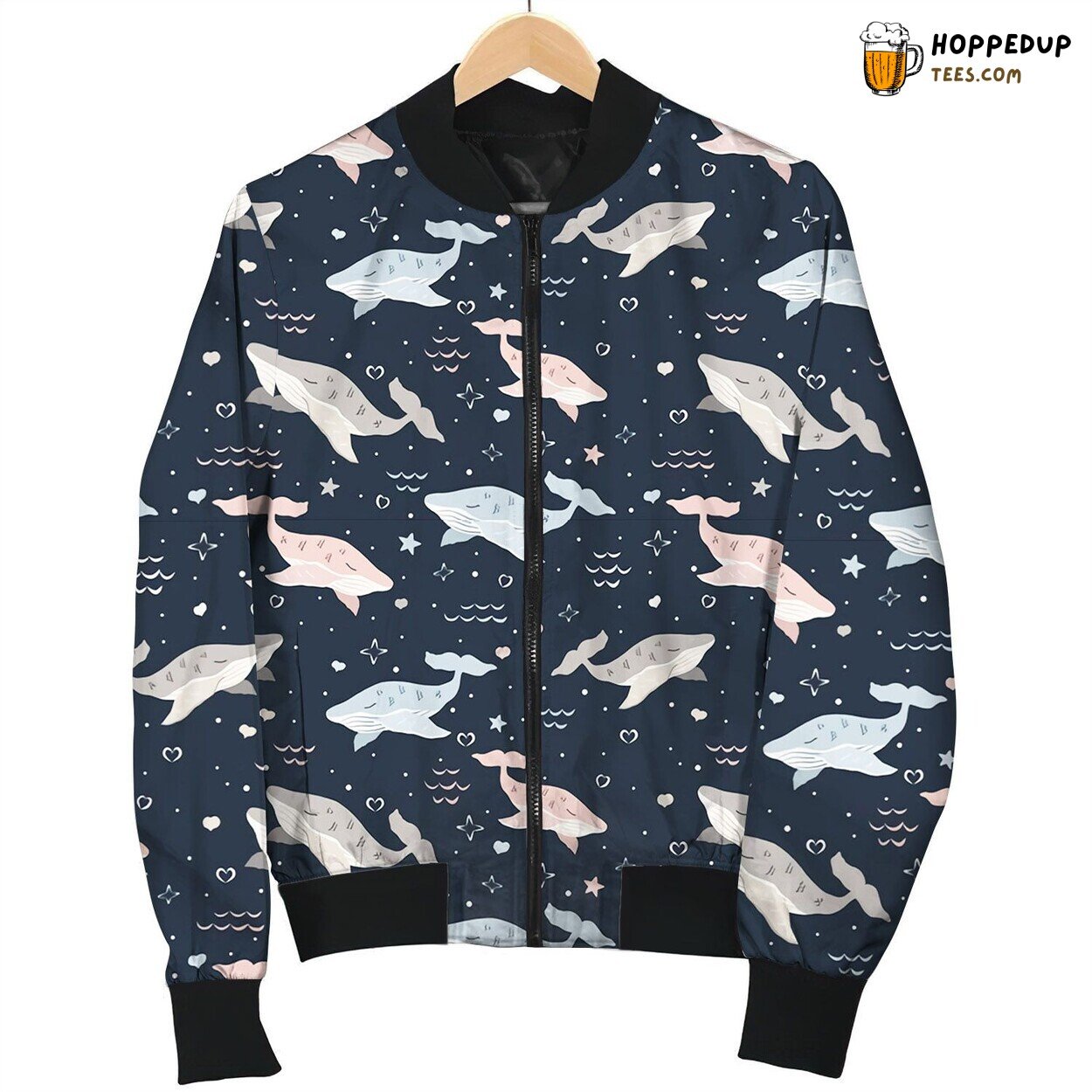 Sleeping Whale Beauty Winter Bomber Jacket Oceanic Peace Theme