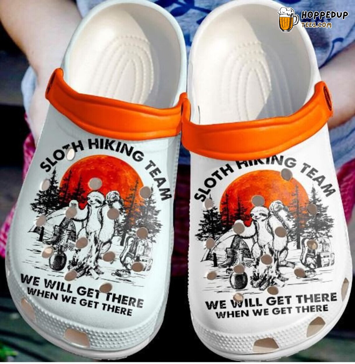 Sloth Hiking Team Theme Shoes Clogs Birthday Gift Unisex Adventure Style