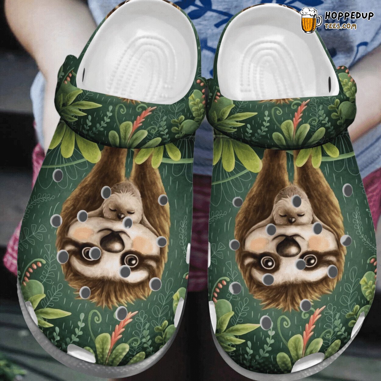 Sloth Mom Baby Tropical Themed Rubber Clog Shoes Comfortable Gift