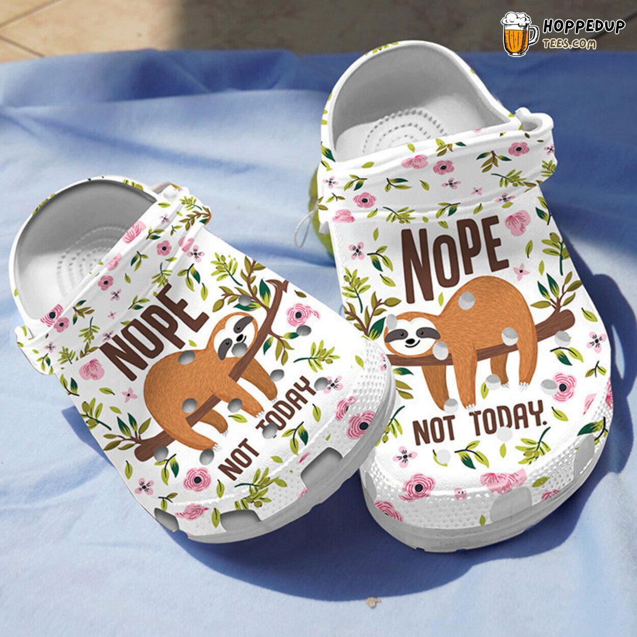 Sloth Nope Not Today Theme Comfy Rubber Clog Shoes Footwear