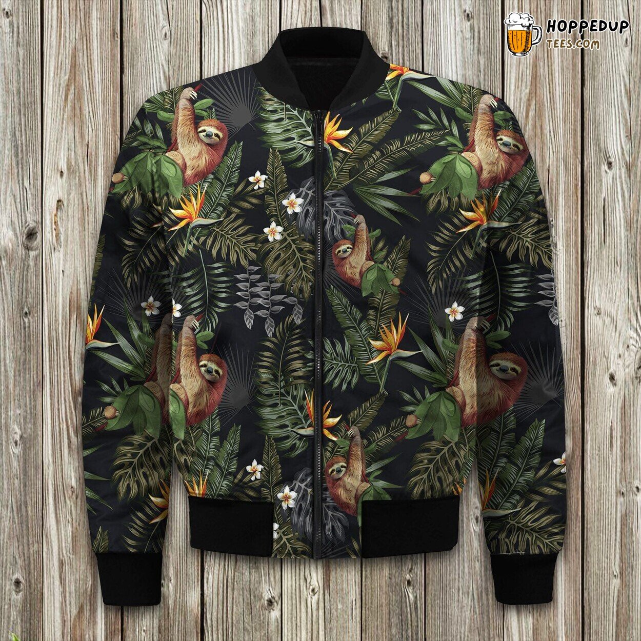 Sloth Pattern Fun Design Winter Bomber Jacket Relax and Stay Warm