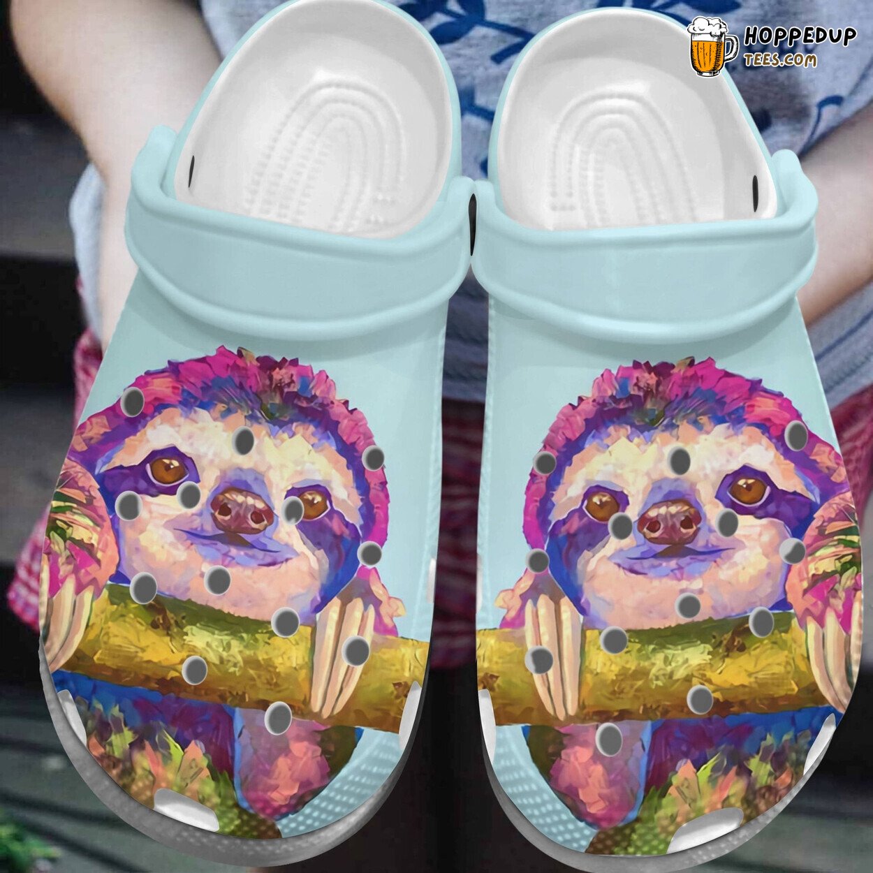 Sloth Portrait Art Birthday Gift Children Comfortable Unique Clogs