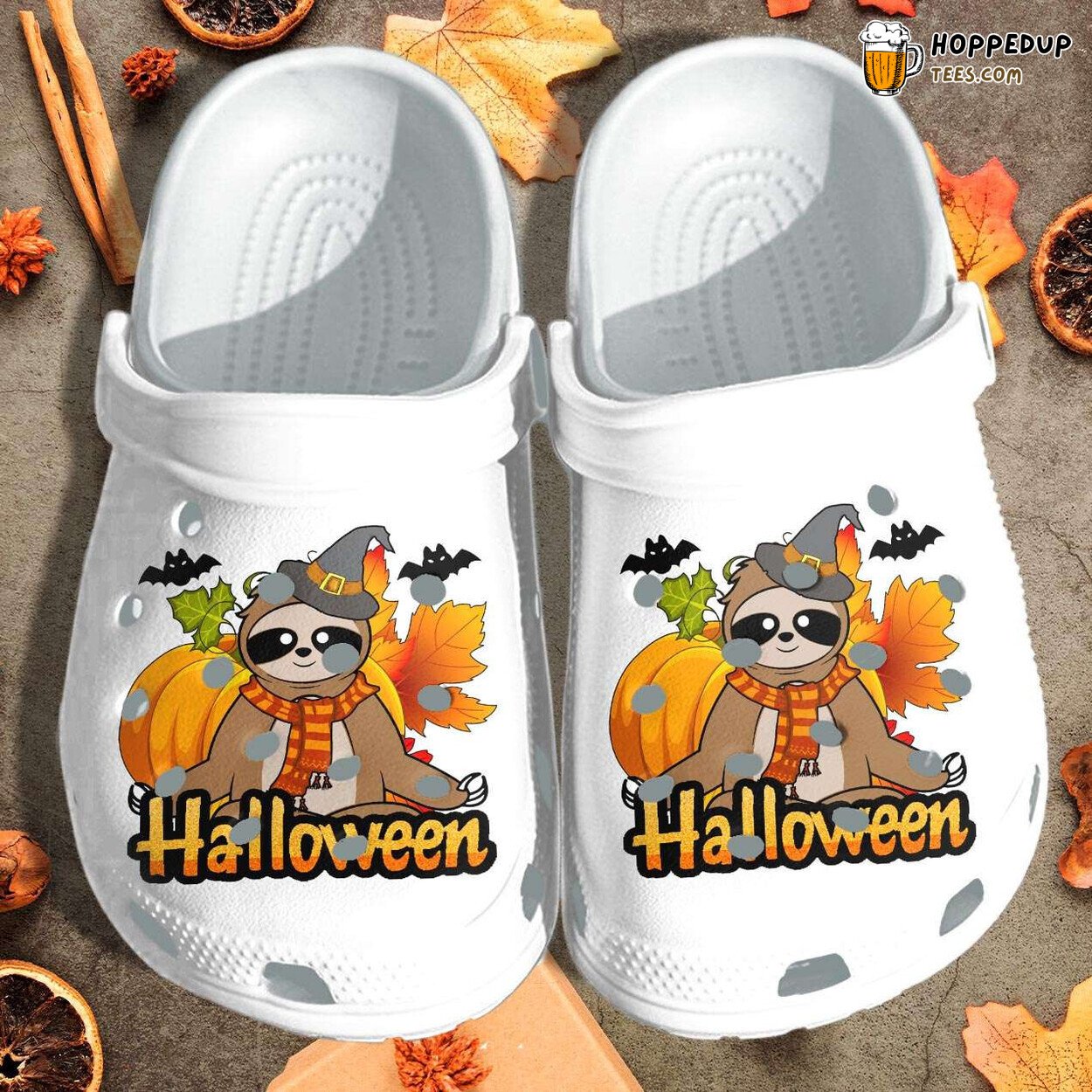 Sloth Witch Bats Cartoon Themed Comfortable Unique Design Clog Shoes