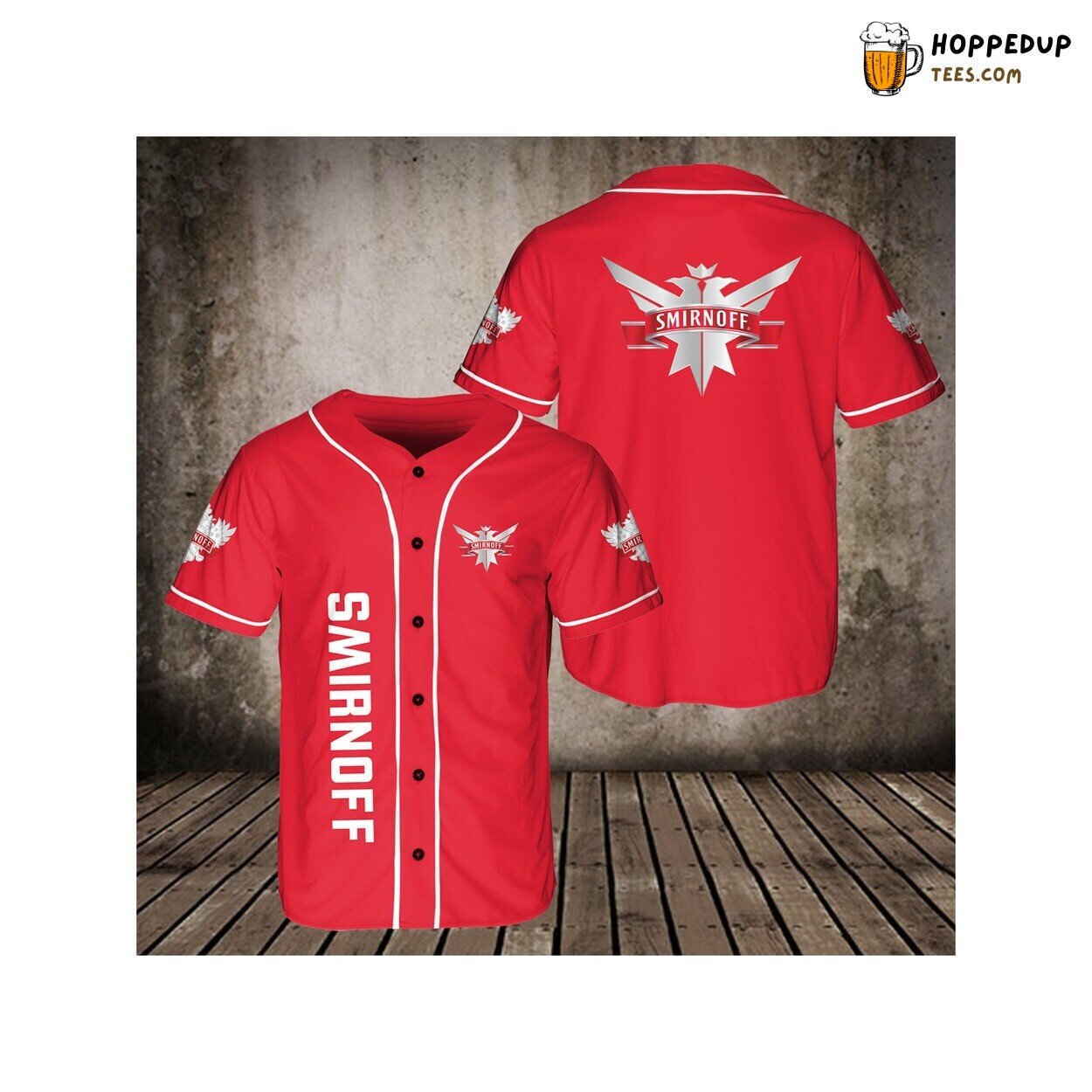 Smirnoff Red Vodka Baseball Jersey T Shirt Vodka Beer Lovers Design