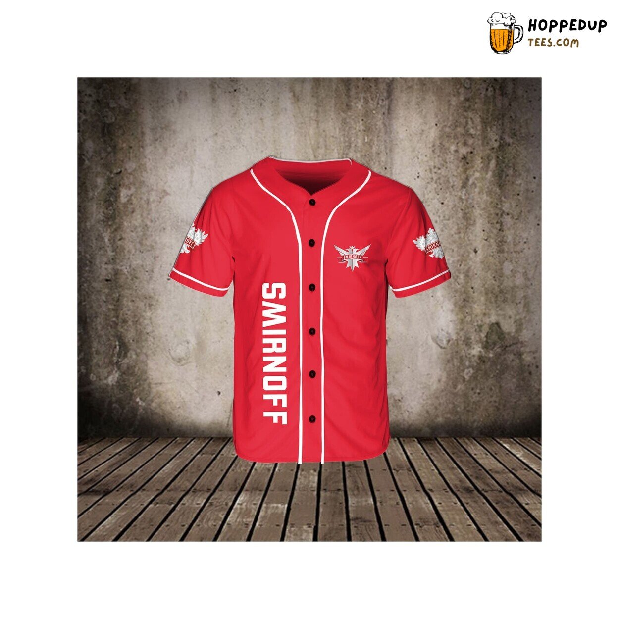 Smirnoff Red Vodka Baseball Jersey T Shirt Vodka Beer Lovers Design