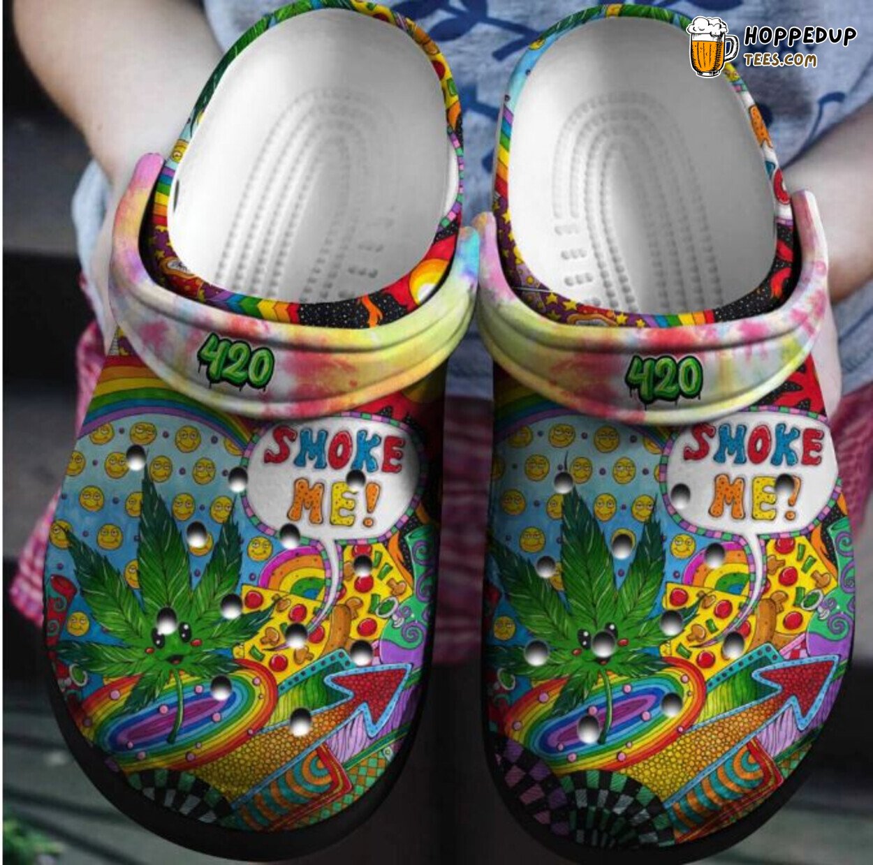 Smoke Me Hippie Funny Weed Outdoor Birthday Boy Girl Gift Clogs