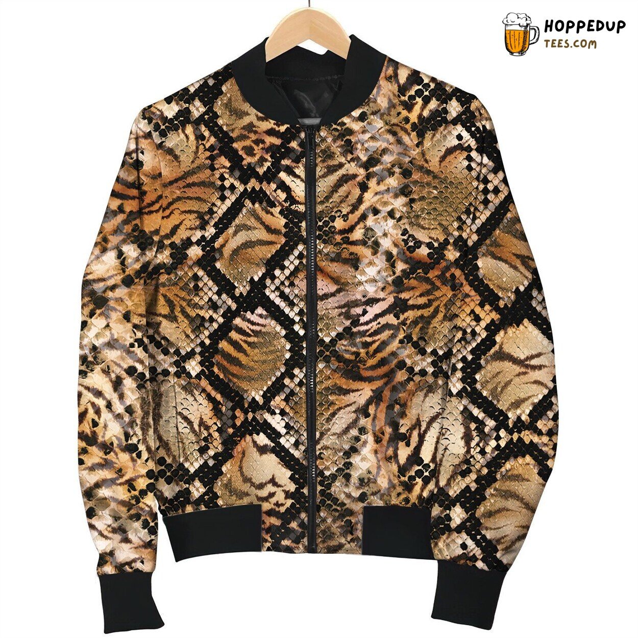 Snake Skin Camouflage Winter Bomber Jacket Stylish Warm Tailored Fit