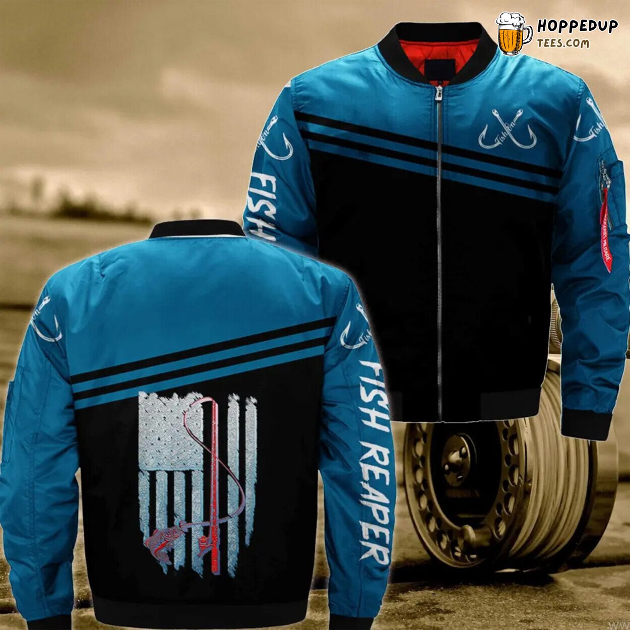 Snook Fishing Florida Vintage American Flag Bass Fishing Bomber Jacket