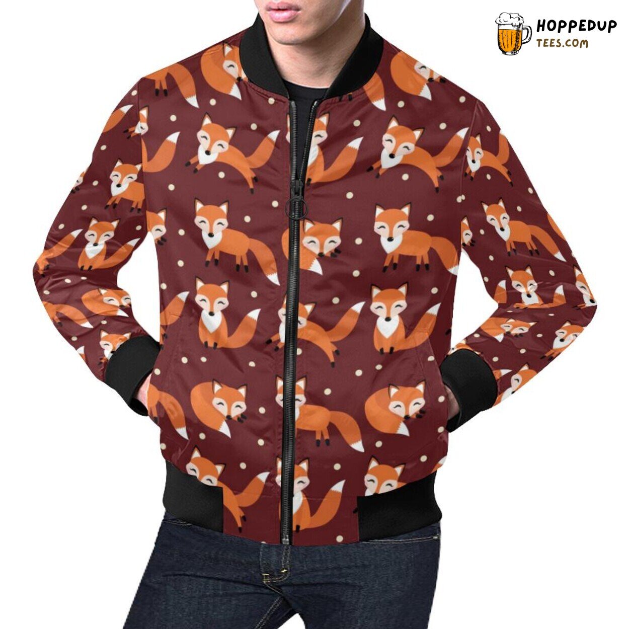 Snow Fox Distinct Pattern Men’s Bomber Jacket Unique Design Exclusive Look Snow Fox Distinct Pattern Men’s Bomber Jacket Unique Design Exclusive Look