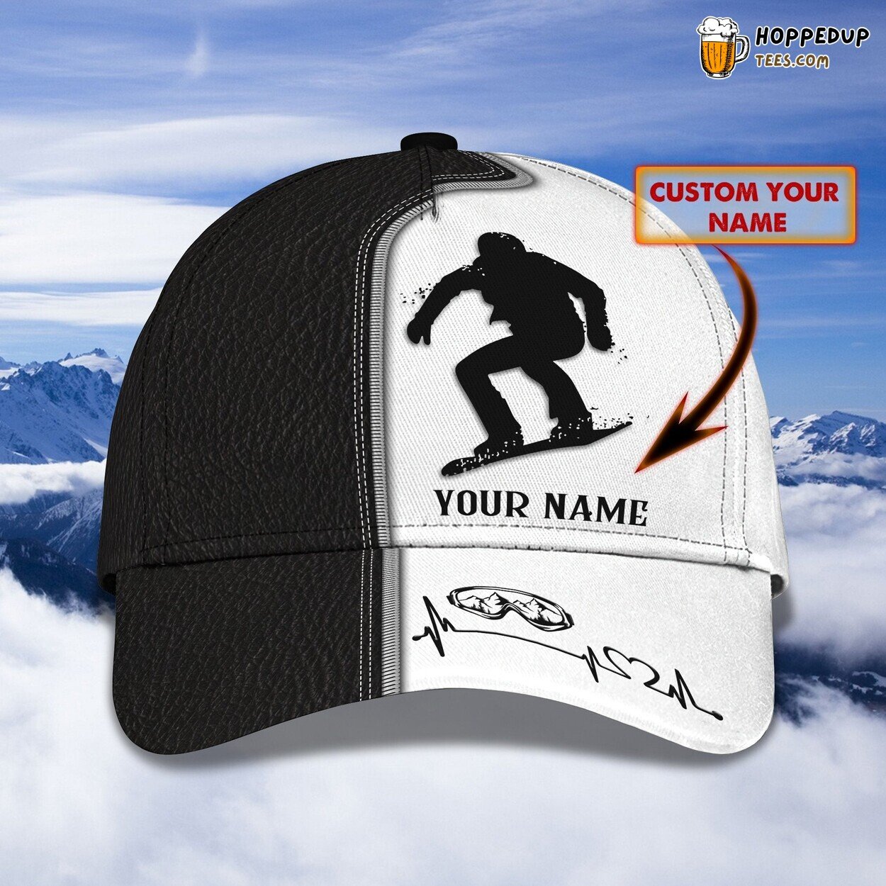 Snowboarding 3D Cap Personalized Name Unique Design Model Masterpiece