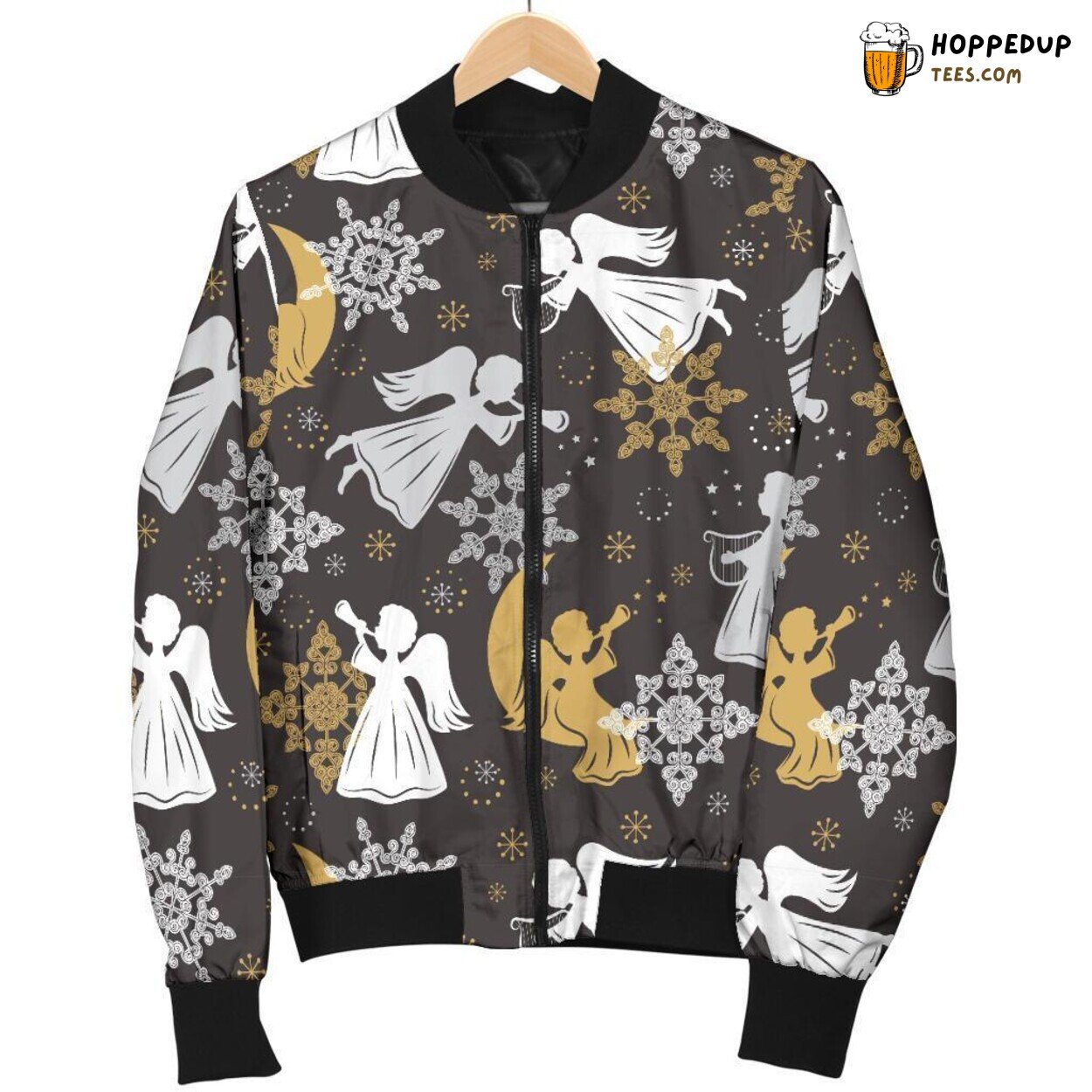 Snowflake Angel Print Pattern Men’s Bomber Jacket Fashion Apparel