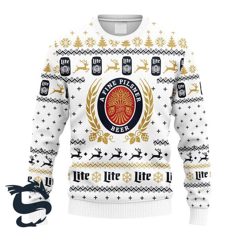 Snowflakes Miller Lite Christmas Ugly Sweater HU