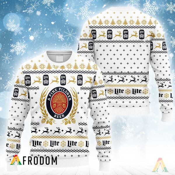 Snowflakes Miller Lite Christmas Ugly Sweater HU Snowflakes Miller Lite Christmas Ugly Sweater HU