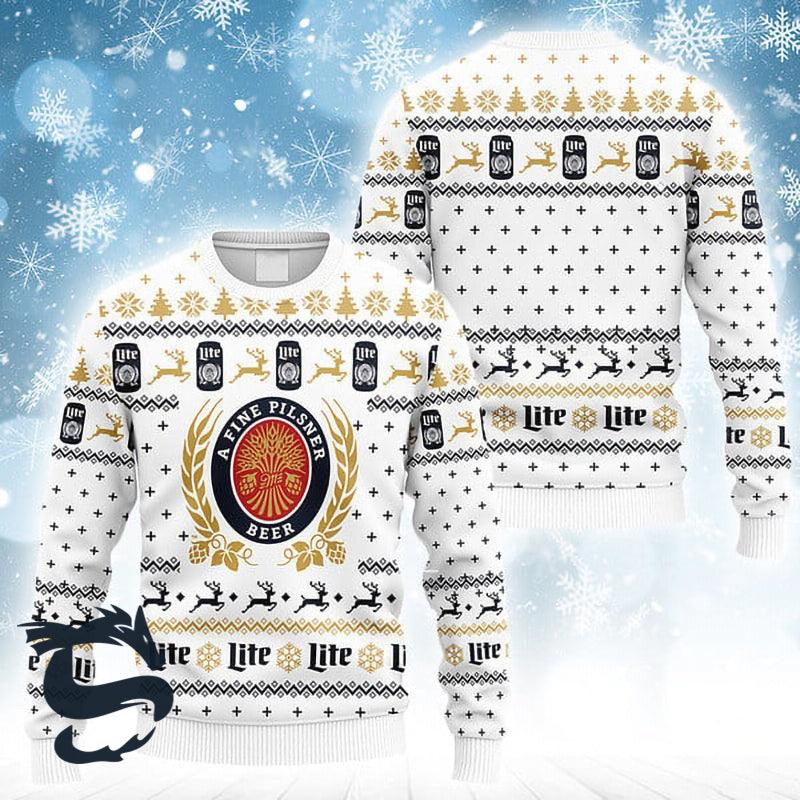 Snowflakes Miller Lite Christmas Ugly Sweater HU Snowflakes Miller Lite Christmas Ugly Sweater HU