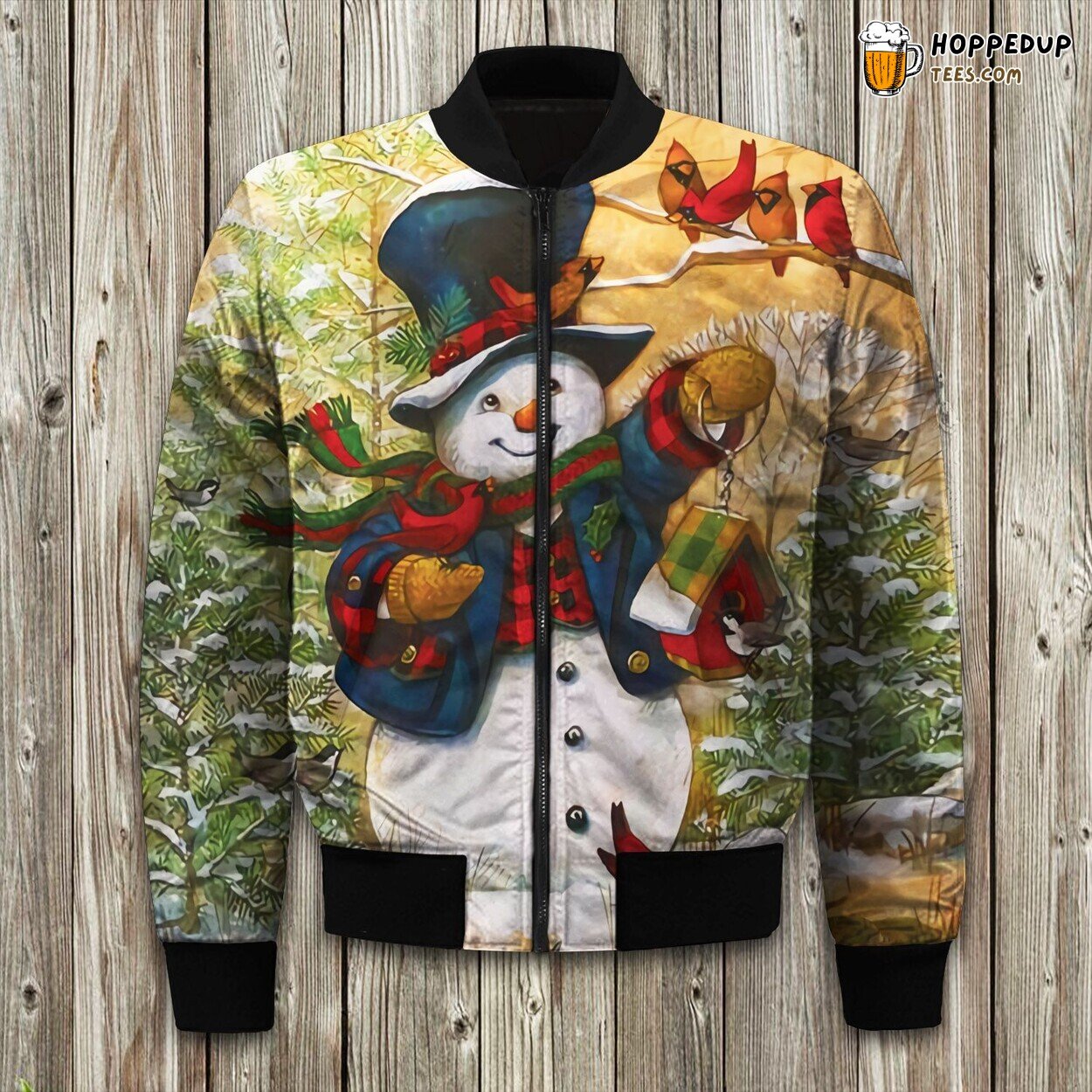 Snowman Bird Friends Bomber Jacket