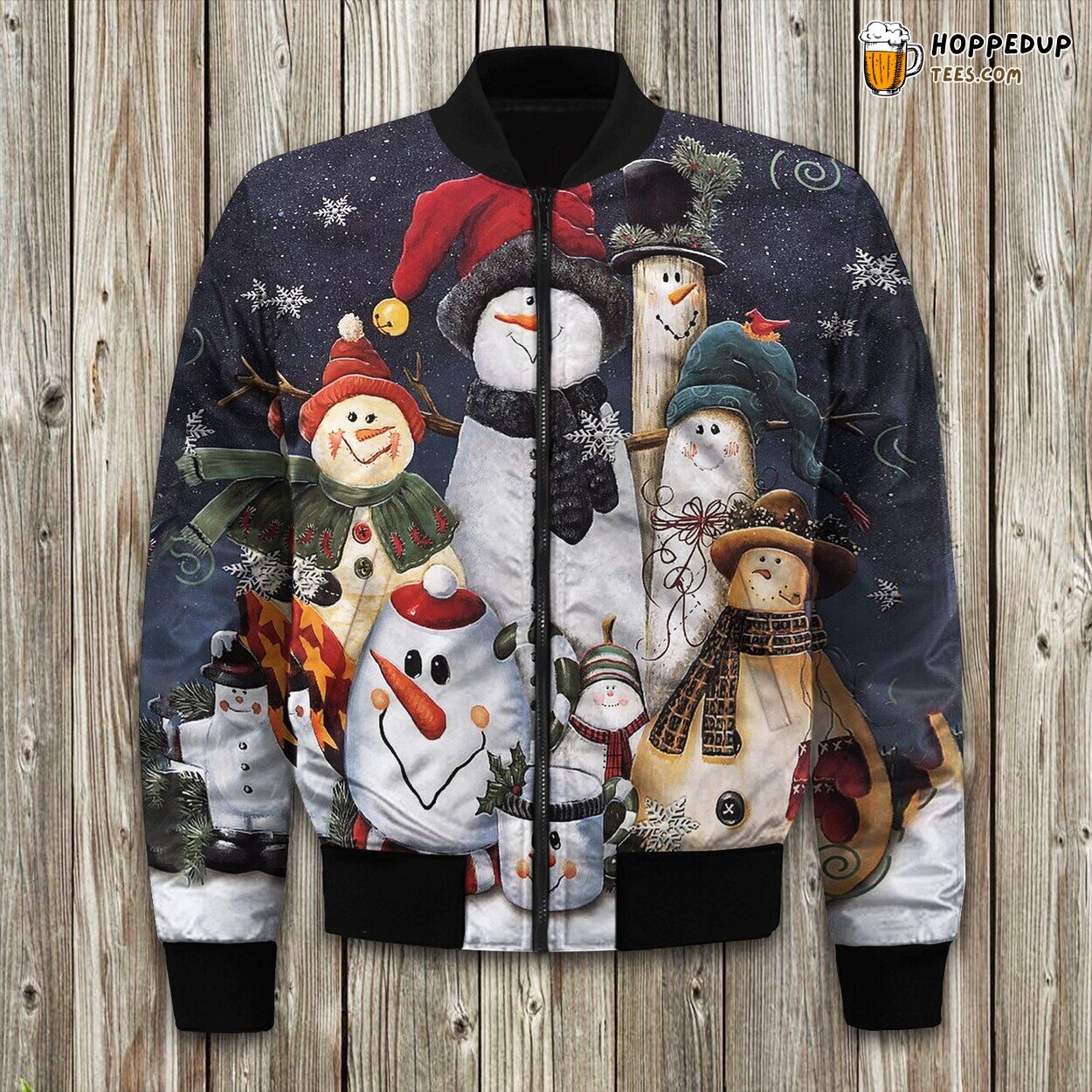 Snowman Family Christmas Pr Bomber Jacket