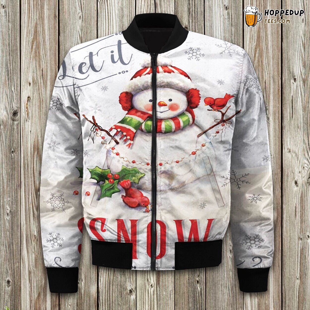 Snowman Let It Snow Bomber Jacket