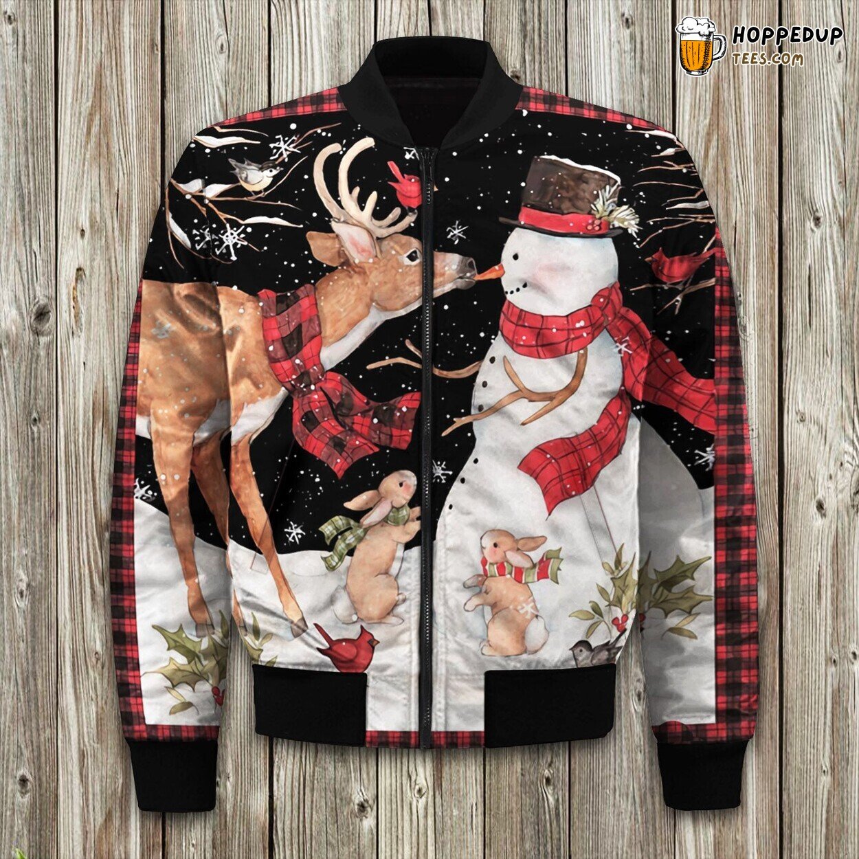 Snowman Reindeer Winter Jacket Bomber Unique Collection Design Style Look