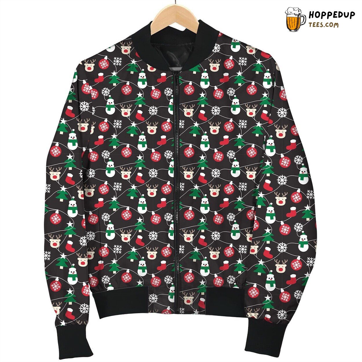 Snowman Winter Jacket Bomber Fashion Unique Reindeer Celebration Coat