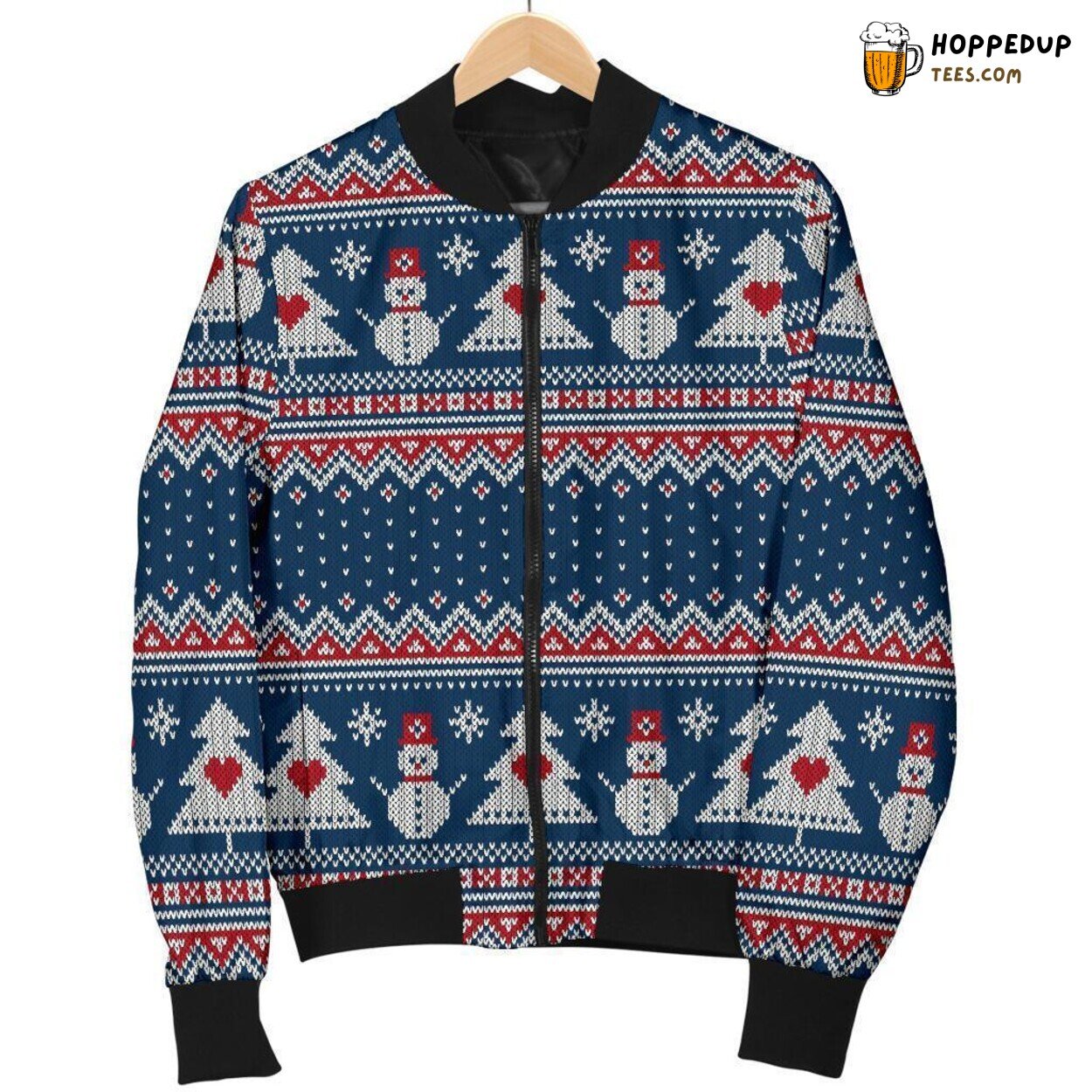 Snowman’s Fairisle Christmas Men’s Bomber Jacket Unique Design Pattern Art