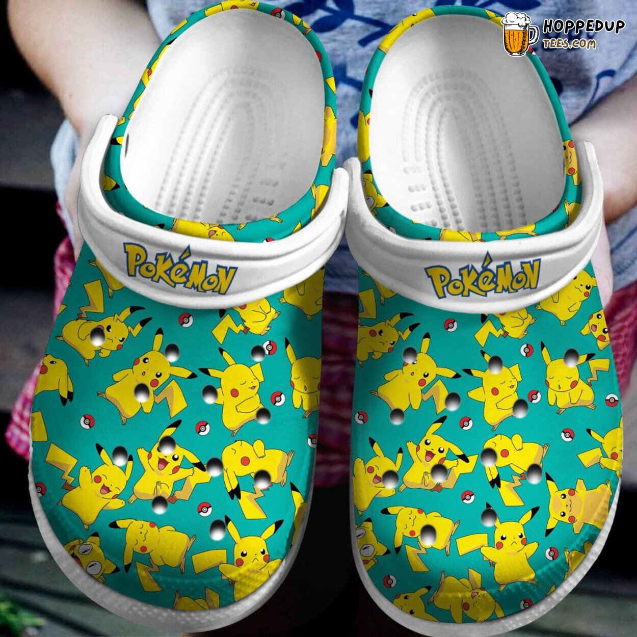 So Cute Pikachu Pokemon Green Themed Comfortable Clogs Shoes