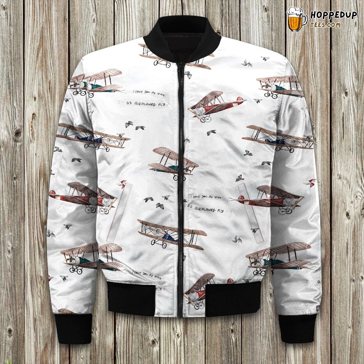 Soaring Airplane Design Bomber Jacket Explore Winter Skies in Stylish Comfort