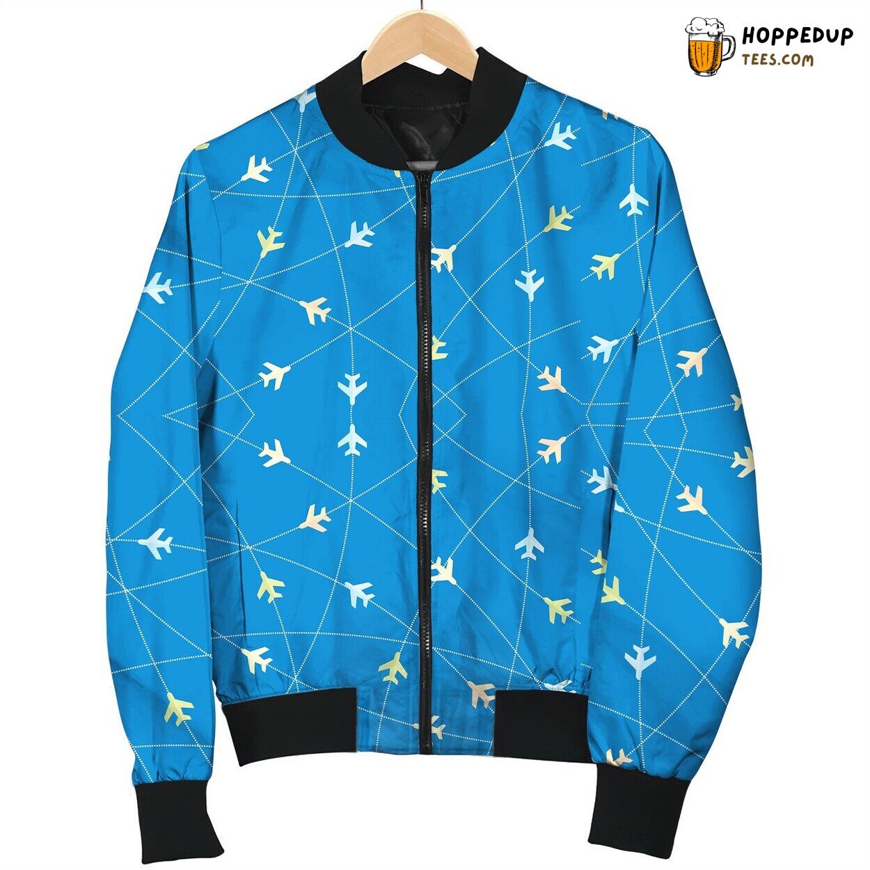 Soaring Airplane Line Winter Bomber Jacket Stylish Comfortable Fit