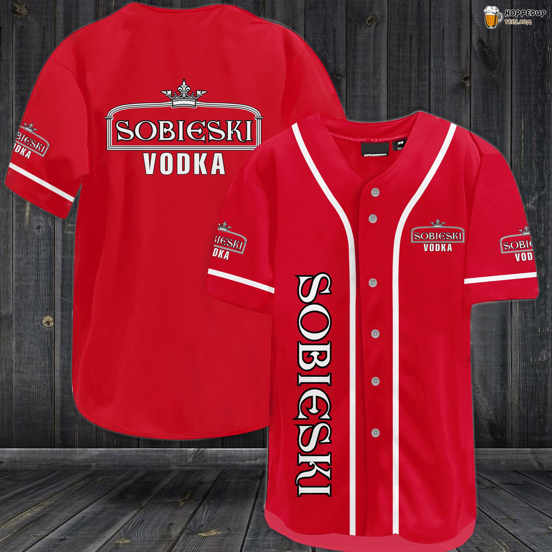 Sobieski Vodka Baseball Jersey Red Unisex Jersey Shirt