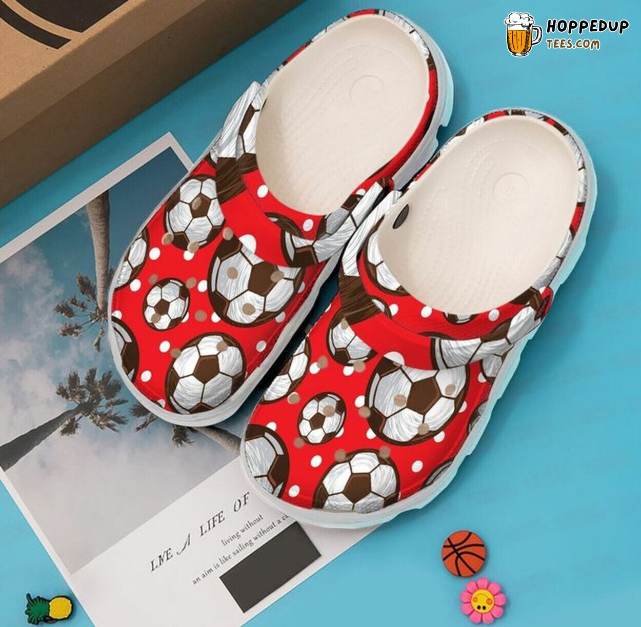 Soccer Ball Pattern Lover Gift Themed Comfortable Rubber Clog Shoes