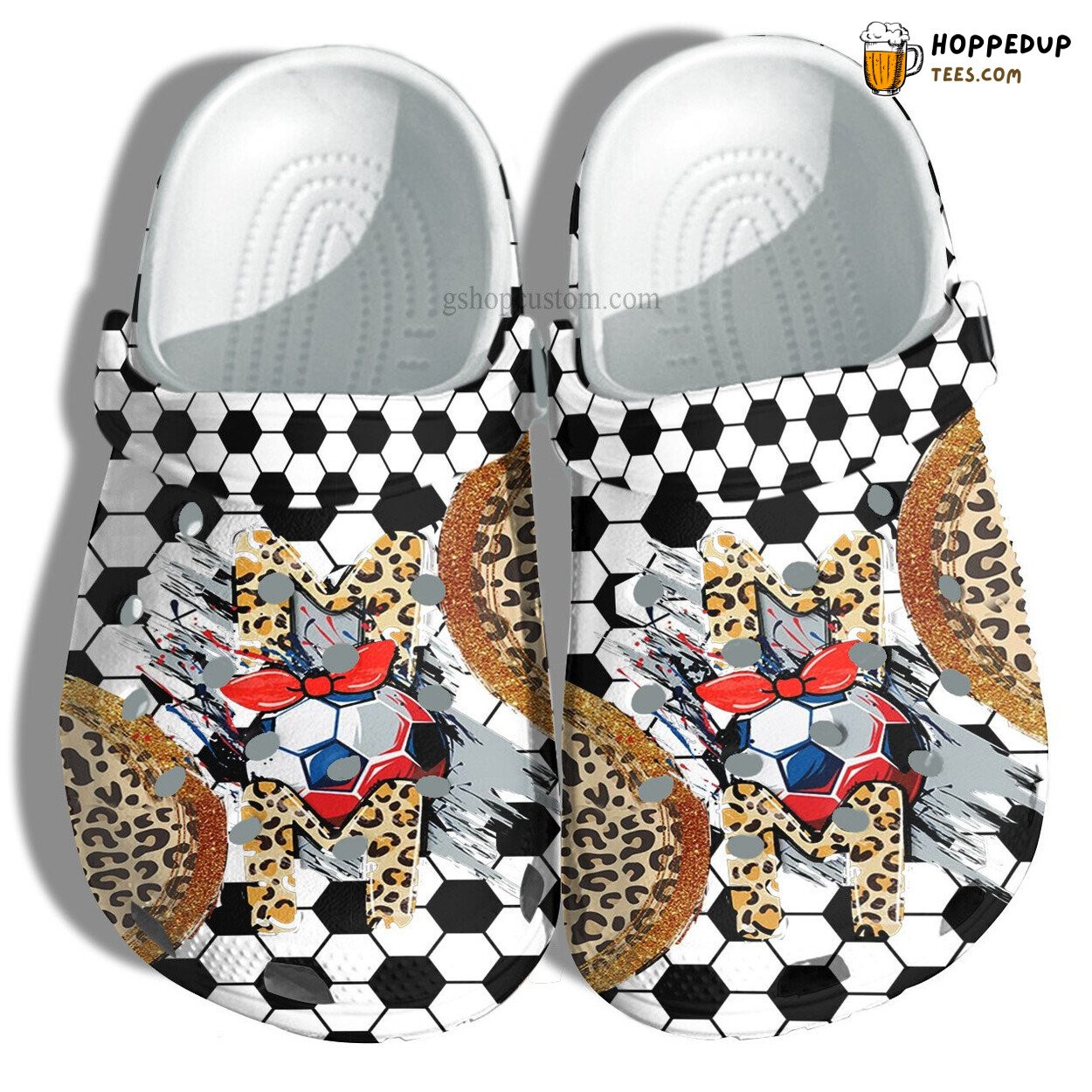 Soccer Mom Twinkle Croc Shoes Leopard Style Football Leopard Gift Women