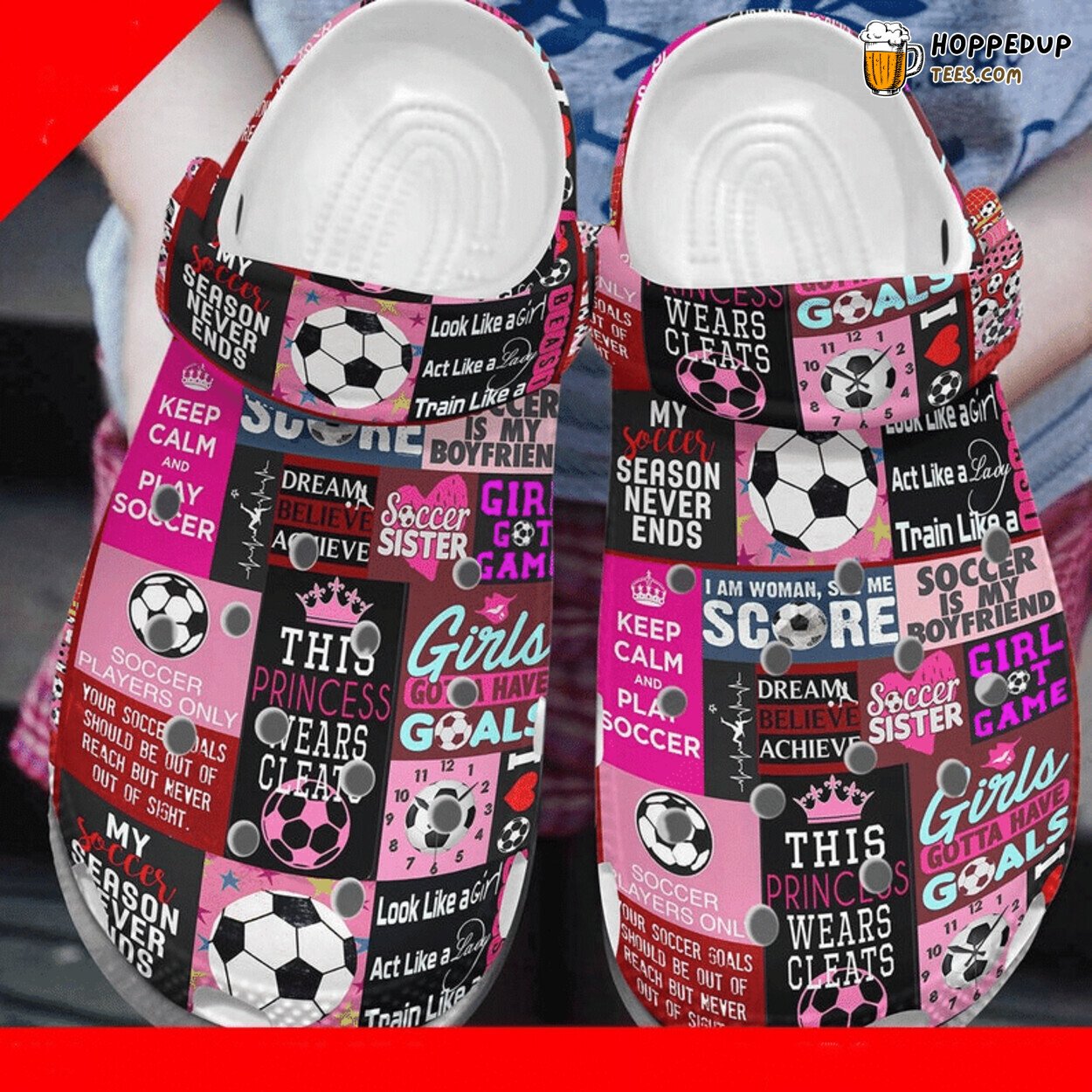 Soccer Pattern Comfortable Footwear Rubber Clog Shoes Sporty Design