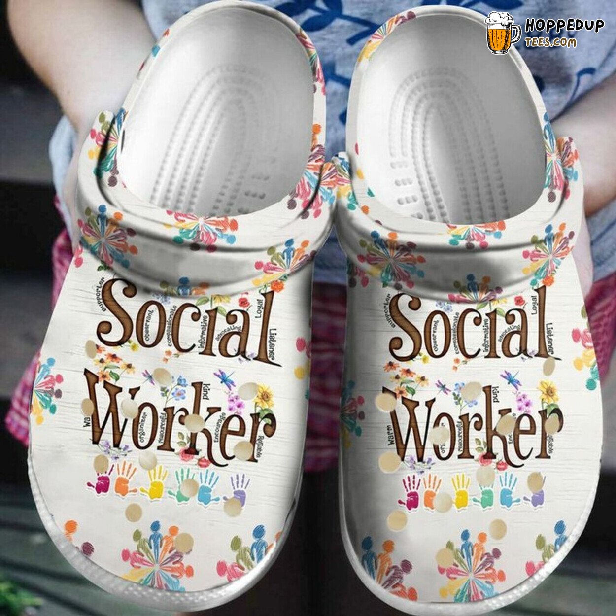 Social Worker Floral Lover Gift Comfy Rubber Clog Footwear Unique
