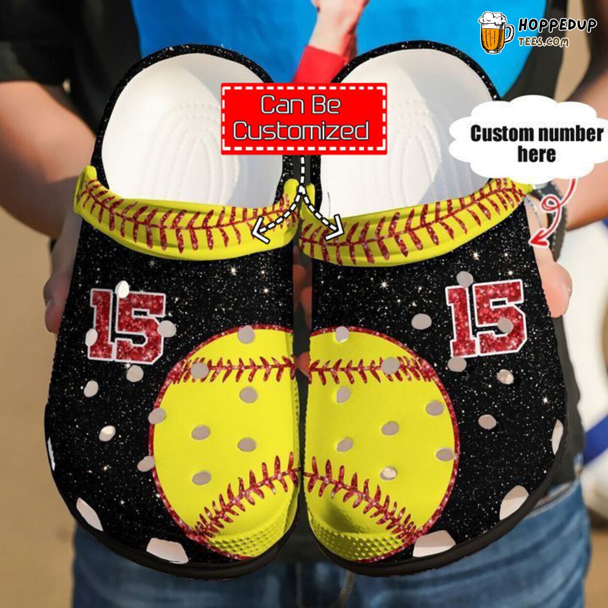Softball Custom Name Number Themed Comfortable Clog Shoes for Players