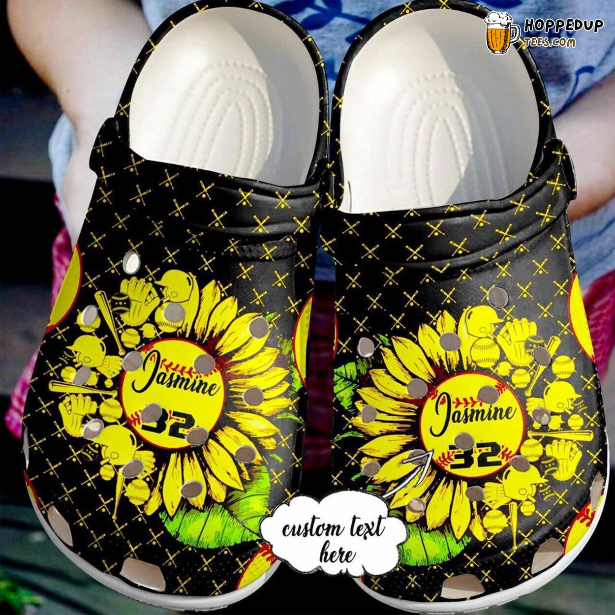 Softball Personalized Sunflower Love 102 Rubber Clog Shoes Gift