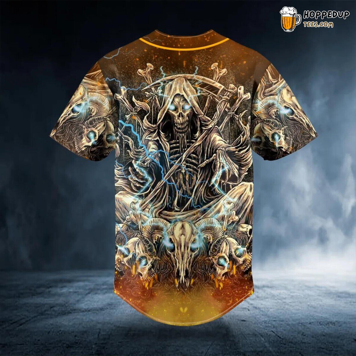 Soleram Song Grim Reaper Fire Skull Baseball Jersey Graphic Tees 3D Print Edition