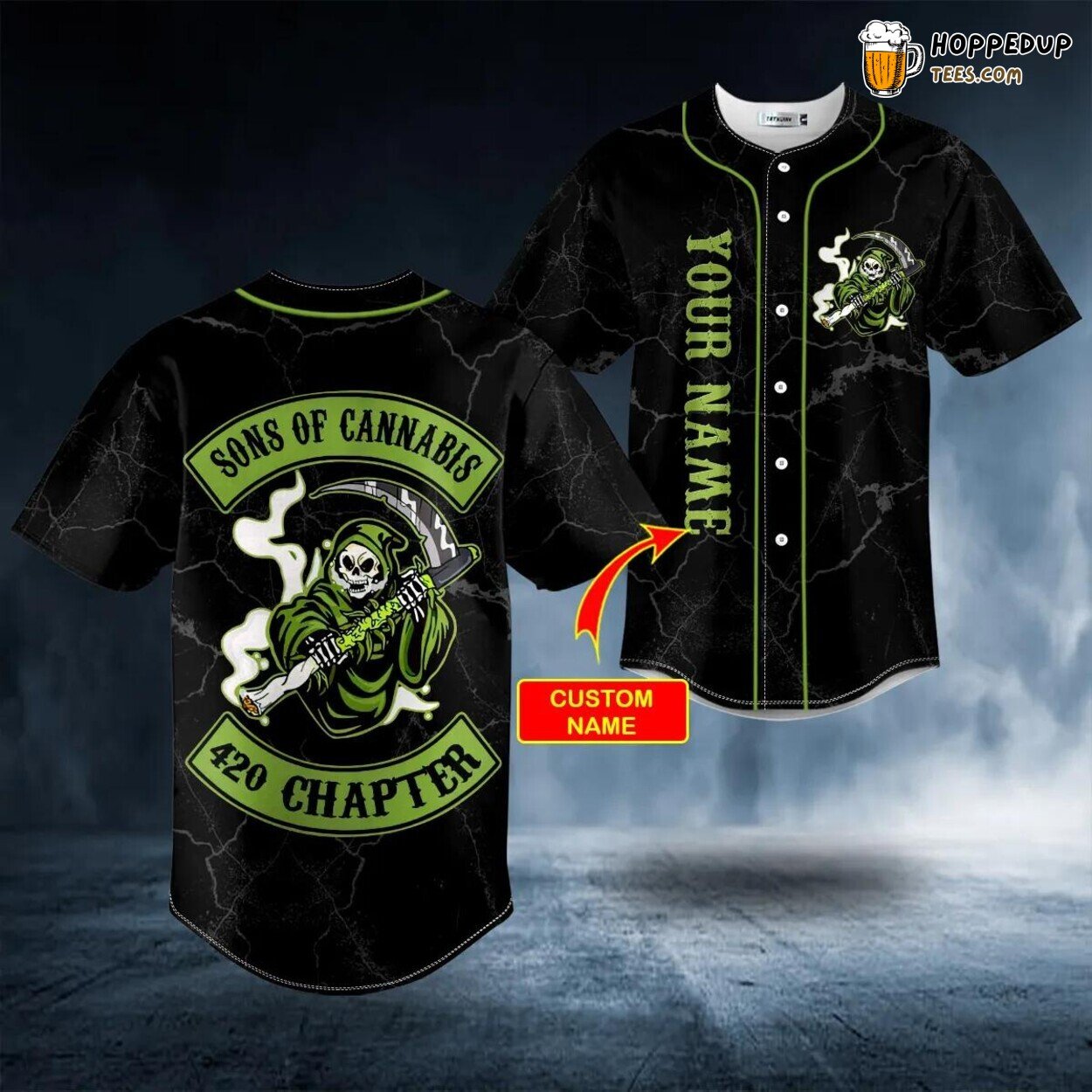 Son of Anarchy Green Grim Reaper Tailored Baseball Jersey Custom