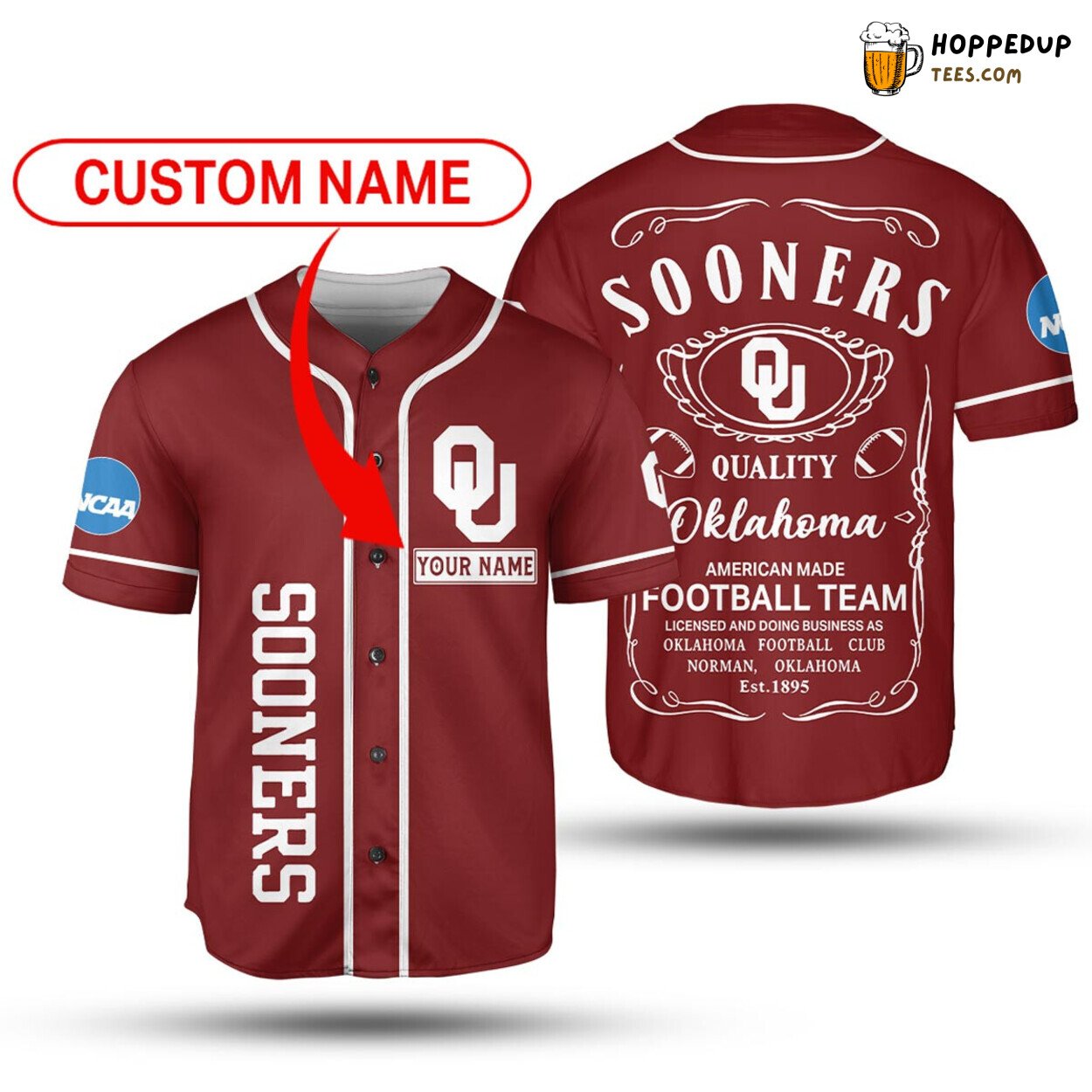 Sooners Oklahoma NCAA Crimson Custom Name Baseball Jersey Unisex Fit