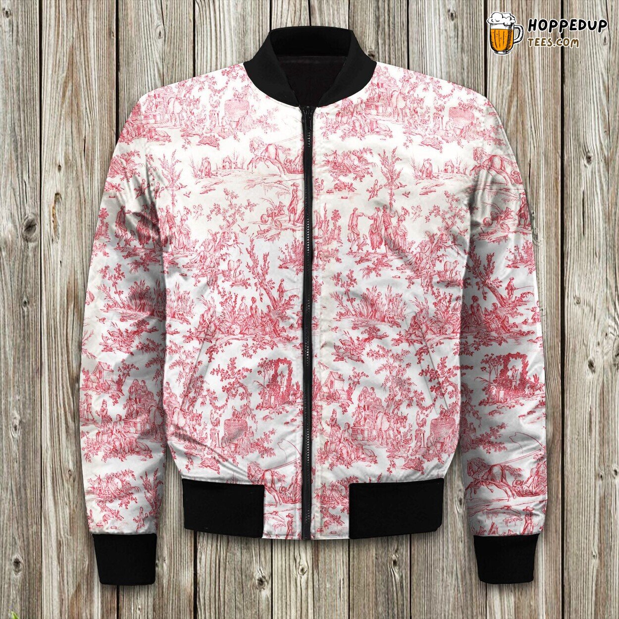 Sophisticated Classic Toile Winter Bomber Jacket French Elegance Design